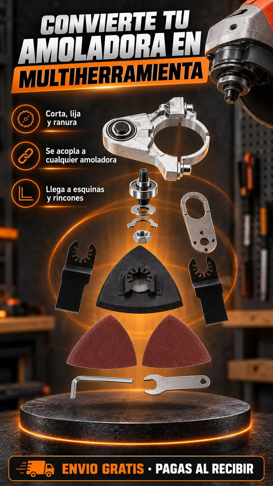 Kit Adaptador Multiherramienta Oscilante para Amoladora