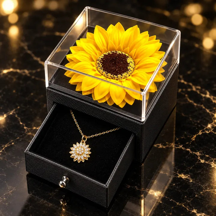Caja de Regalo Girasol con Collar