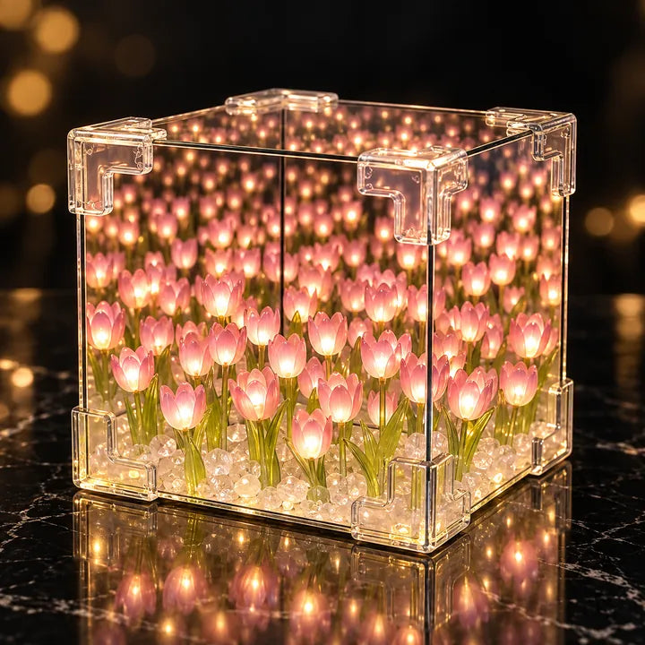 Cubo de Tulipanes Rosa